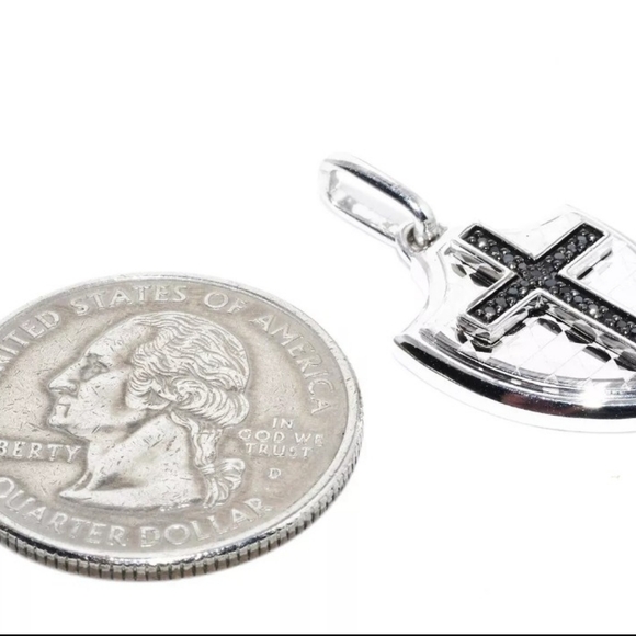 .20CT BLACK DIAMOND "CRUSADER SHIELD" CLUSTER DROP PENDANT - Picture 4 of 6